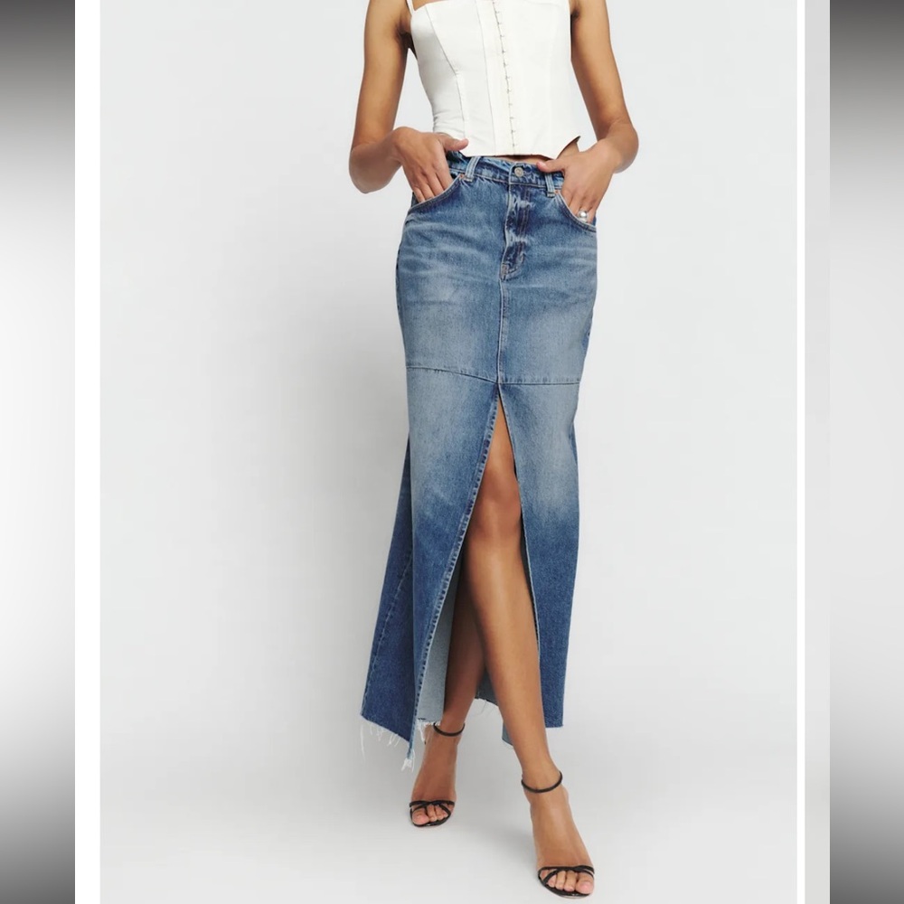 REFORMATION Tazz Maxi Denim Skirt